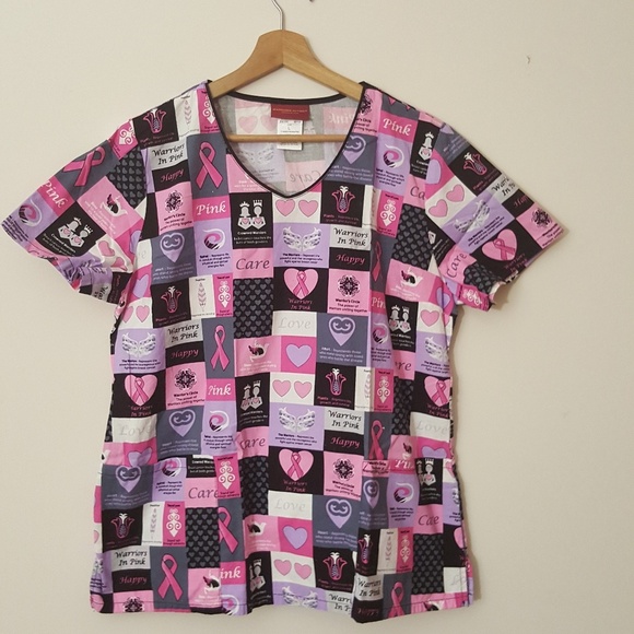 warriors in pink Tops - Size large scrub top Warriors in Pink